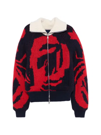 Charles Jeffrey Loverboy Knitted Zip Puffer Jacket In Black