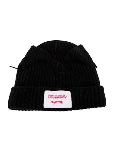 Pre-owned Charles Jeffrey Loverboy Lambswool Knit Hat In Black