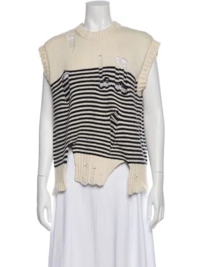 Pre-owned Charles Jeffrey Loverboy Lambswool Striped Top In White