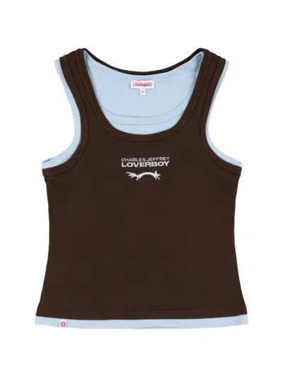 Charles Jeffrey Loverboy Layered Logo-print Vest In Brown