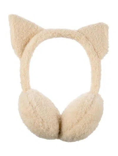 Pre-owned Charles Jeffrey Loverboy Logo Accent Fur Earmuffs W/tags In Neutrals