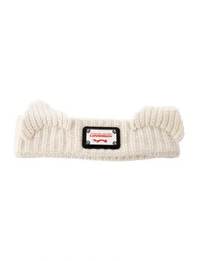 Pre-owned Charles Jeffrey Loverboy Logo Accent Knit Headband Hair Accessory In Neutrals
