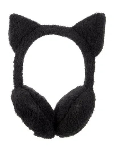 Pre-owned Charles Jeffrey Loverboy Logo Fur Earmuffs W/tags In Black