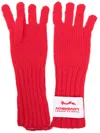 Charles Jeffrey Loverboy Logo-patch Knitted Gloves In Red