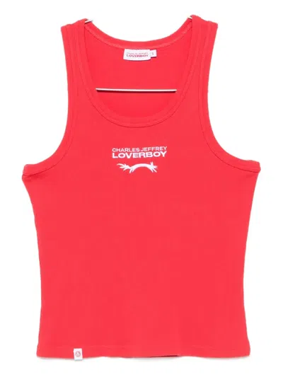 Charles Jeffrey Loverboy Logo Ribbed Tank Top In Red