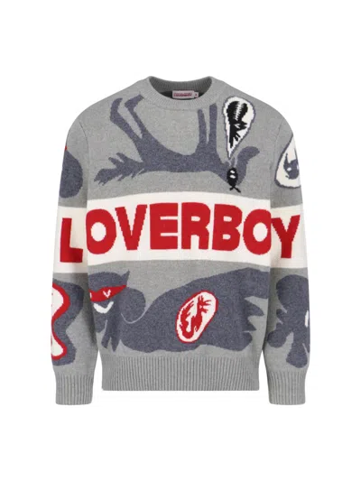Charles Jeffrey Loverboy Loverboy Logo Sweater In Grey