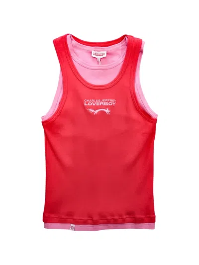 Charles Jeffrey Loverboy Logo-embroidered Layered-effect Vest In Red