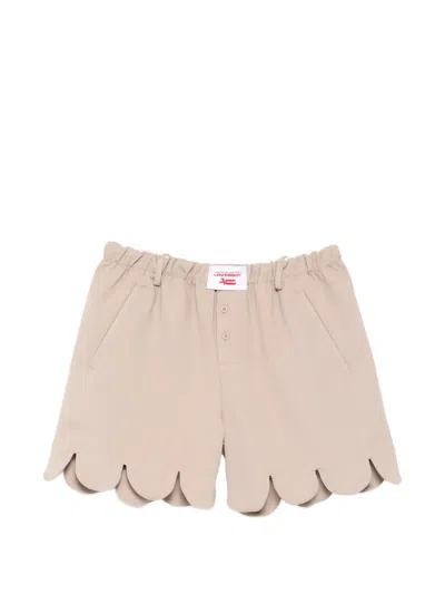 Charles Jeffrey Loverboy Logo-patched Scalloped-hem Shorts In Neutral