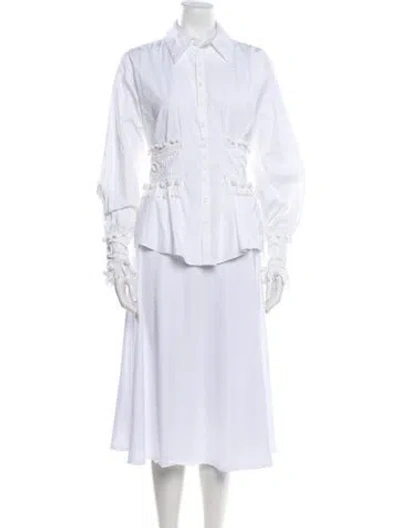 Pre-owned Charles Jeffrey Loverboy Long Sleeve Blouse In White