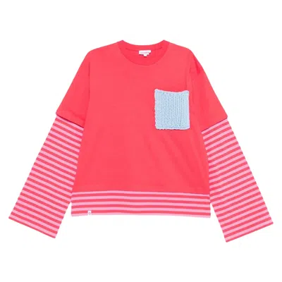Pre-owned Charles Jeffrey Loverboy Long-sleeve 2-in-1 Tee 'coral Stripe' | Pink | Men's Size Xxs