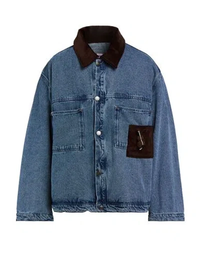 Charles Jeffrey Loverboy Denim Jacket With Corduroy Collar In Blue