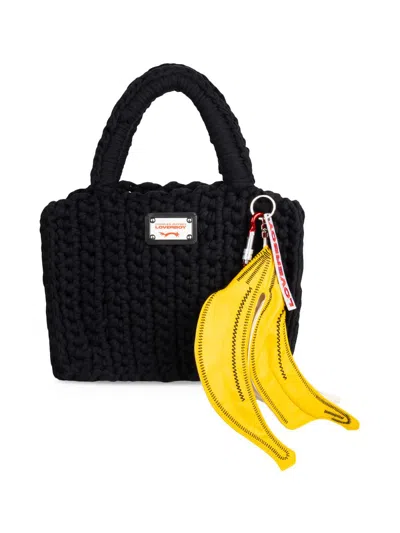 Charles Jeffrey Loverboy Men's Banana Peel Keychain Woven Bucket Bag In Black