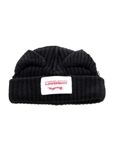Pre-owned Charles Jeffrey Loverboy Men's Lambswool Beanie W/tags In Black