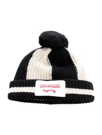 Pre-owned Charles Jeffrey Loverboy Men's Lambswool Beanie W/tags In Black