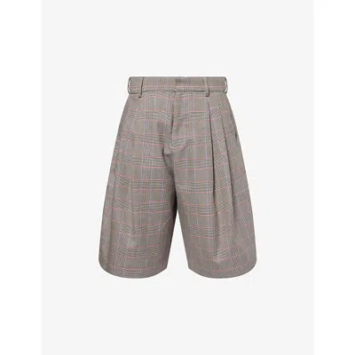 Charles Jeffrey Loverboy Mens Beige Aberdeen Check-print Cotton-poplin Shorts
