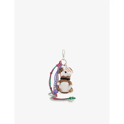 Charles Jeffrey Loverboy Mens Beige Bulldog Crochet Bag Charm In Multi