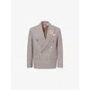 Charles Jeffrey Loverboy Mens Edinburgh Checked Double-breasted Cotton Blazer Beige In Beige