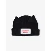 Charles Jeffrey Loverboy Mens Chunky-ear Logo-patch Knitted Wool-blend Beanie Hat Black In Black