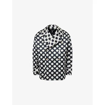 Charles Jeffrey Loverboy Mens Dot-pattern Oversized Woven Peacoat Black