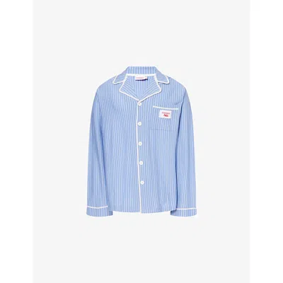 Charles Jeffrey Loverboy Mens Striped Knitted Merino-wool Pyjama Shirt Blue