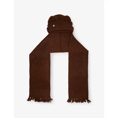 Charles Jeffrey Loverboy Mens  Chunky Ears Knitted Beanie Scarf In Brown