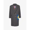 Charles Jeffrey Loverboy Mens  Knit-patch Double-breasted Wool-blend Coat In Grey