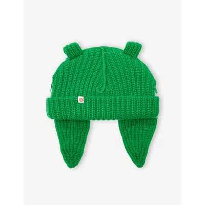 Charles Jeffrey Loverboy Mens Green Rabbit Logo-patch Wool-blend Beanie Hat