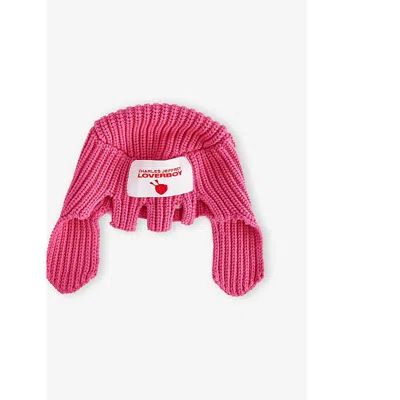 Charles Jeffrey Loverboy Mens Pink Archer Logo-patch Knitted Beanie