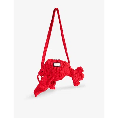 Charles Jeffrey Loverboy Mens Lobster Crochet Cotton Shoulder Bag Red
