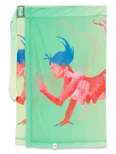 Charles Jeffrey Loverboy Mesh Wrap Skirt In Green