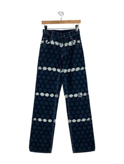 Pre-owned Charles Jeffrey Loverboy Mid-rise Straight Leg Jeans In Blue