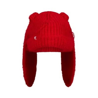 Charles Jeffrey Loverboy Mohair Chunky Rabbit Beanie In Red