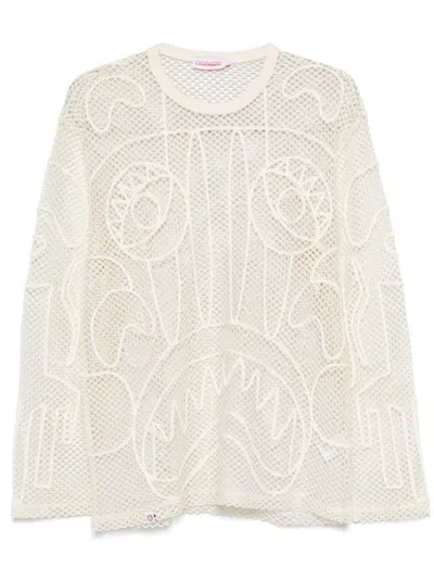 Charles Jeffrey Loverboy Monogram-jacquard Mesh T-shirt In 中性色
