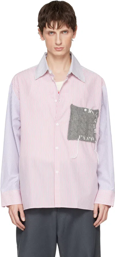 Charles Jeffrey Loverboy Multicolor Oversized Long Sleeve Knitted Patch Shirt In Pink