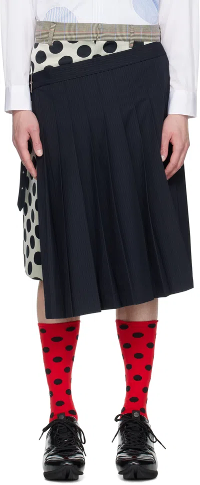 Charles Jeffrey Loverboy Navy & Beige Waisted Skort