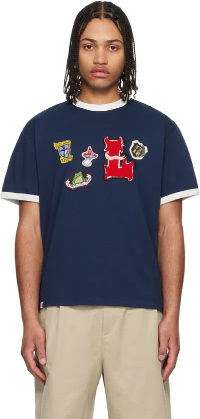 Charles Jeffrey Loverboy Navy Badge T-shirt In Blue