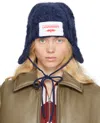 Charles Jeffrey Loverboy Navy Chunky Aviator Beanie In Blue Navy