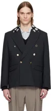 Charles Jeffrey Loverboy Navy Edinburgh Blazer In Navy Pinstripe + Pol