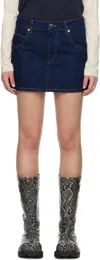 Charles Jeffrey Loverboy Navy Knit Patch Denim Miniskirt