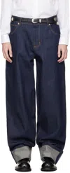 Charles Jeffrey Loverboy Navy Knitted Pocket Loose Fit Jeans In Blue