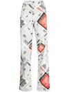 Charles Jeffrey Loverboy Newspaper-print Wide-leg Jeans In White