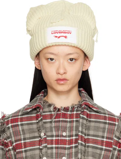 Charles Jeffrey Loverboy Off-white Chunky Ears Beanie In Ecru