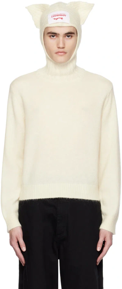 Charles Jeffrey Loverboy Off-white Ears Balaclava Sweater In Ecru Ecru