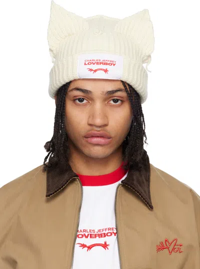 Charles Jeffrey Loverboy Off-white Chunky Ears Beanie In Neutral