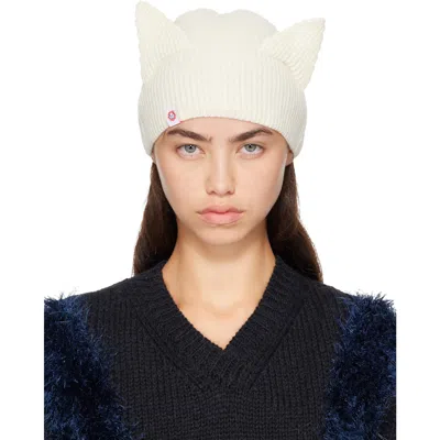 Charles Jeffrey Loverboy Off-white Ears Rib Beanie In Ecru