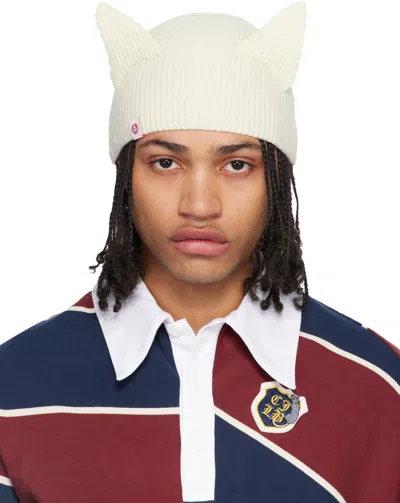 Charles Jeffrey Loverboy Off-white Ears Rib Beanie In Sand