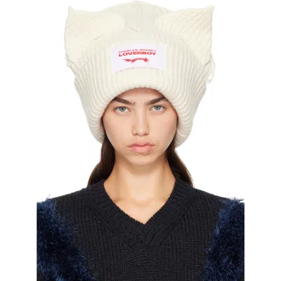 Charles Jeffrey Loverboy Off-white Supersized Chunky Ears Beanie In Ecru