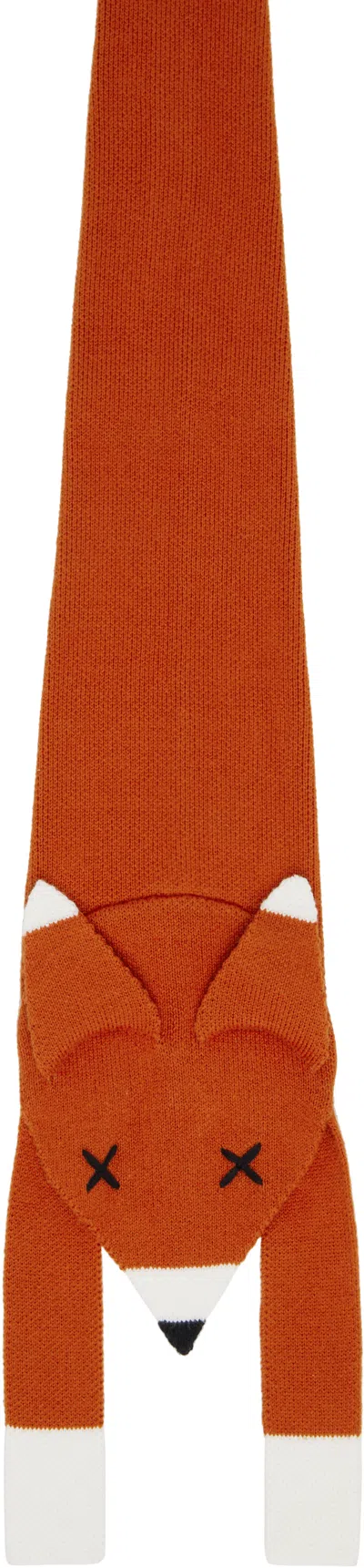 Charles Jeffrey Loverboy Orange Animal Fox Tie