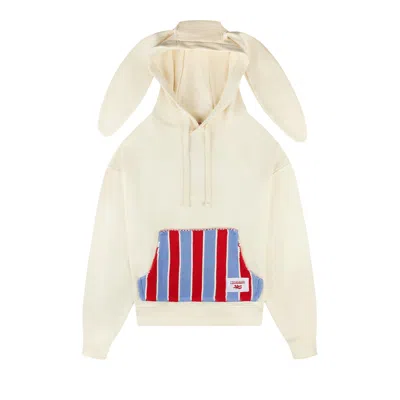 Pre-owned Charles Jeffrey Loverboy Patch Rabbit Ears Hoodie 'ecru' | Cream | Men's Size M
