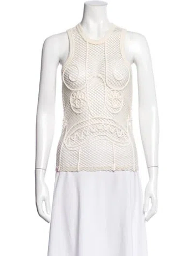 Pre-owned Charles Jeffrey Loverboy Patterned Crew Neck Top In White